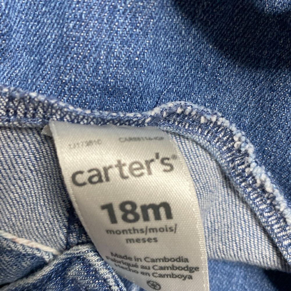 CARTER’S Denim Ruffle Floral Overalls - Picture 5 of 6